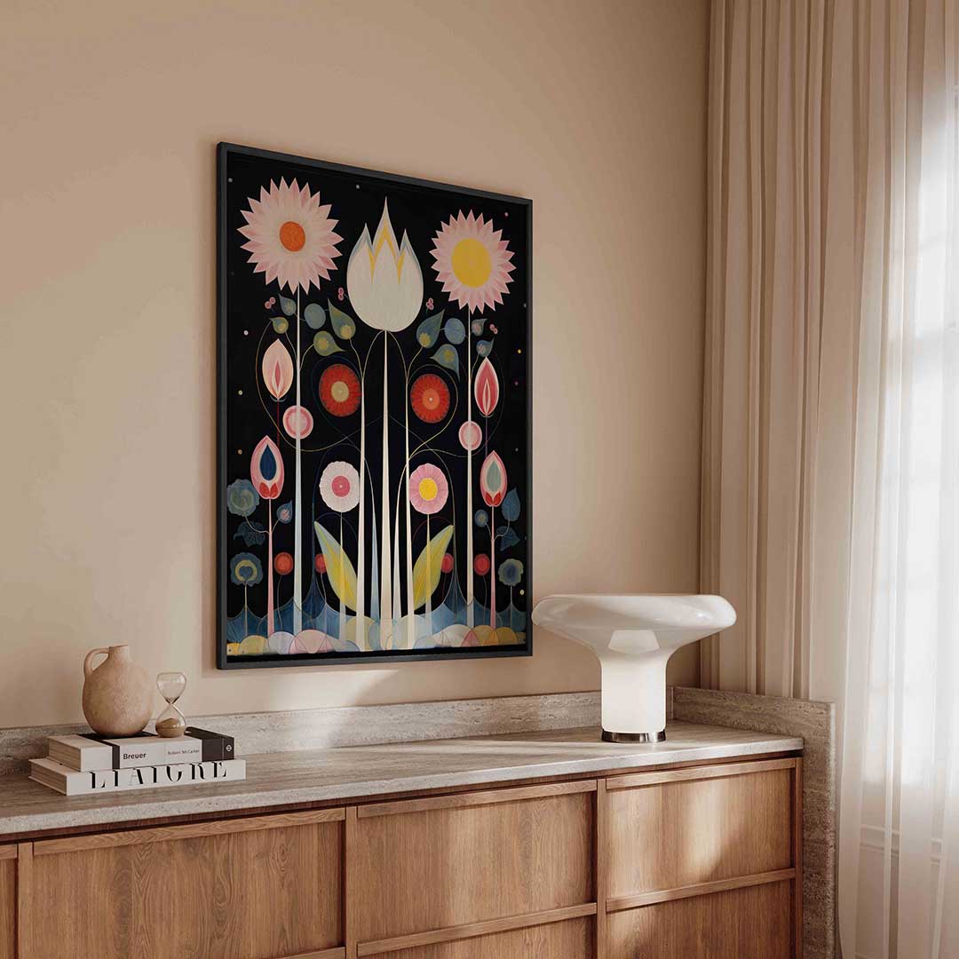 Bloemen en bladeren – surreal poster in staand formaat