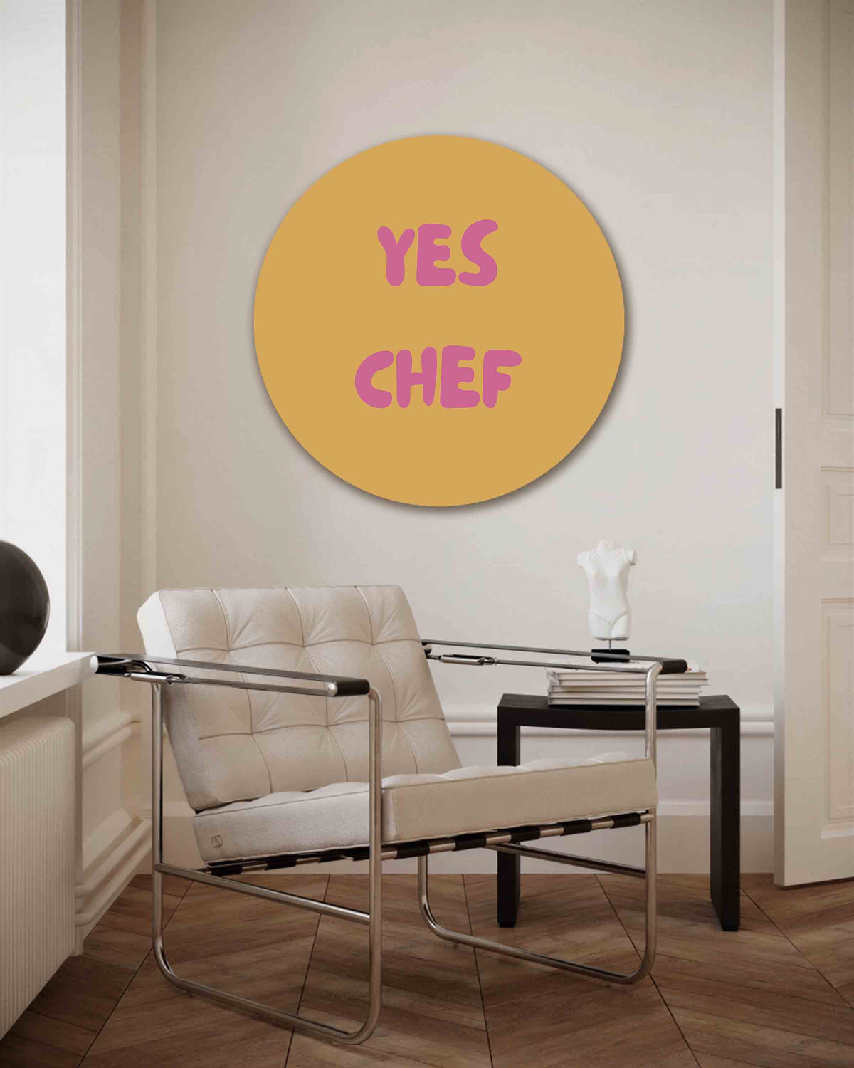 Yes chef – Pop Art muurcirkel als ronde wanddecoratie