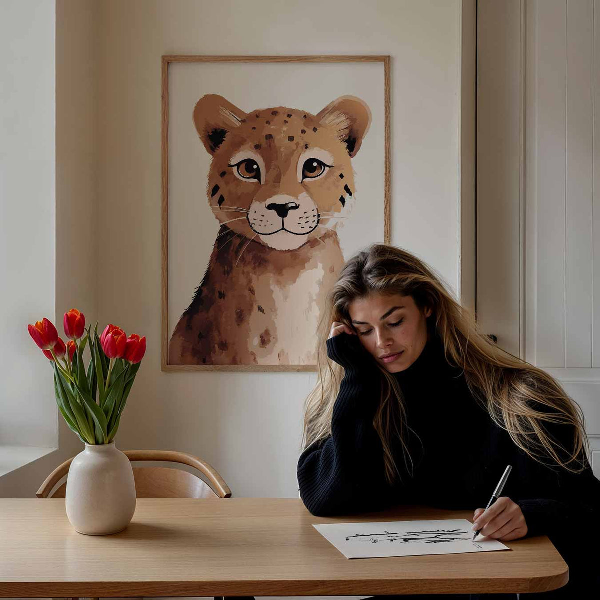Schattige Cheetah – staande muurposter voor de kinderkamer