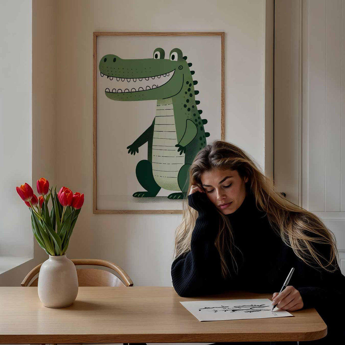 Vrolijke Krokodil Kinderkamer – staande muurposter voor de kinderkamer