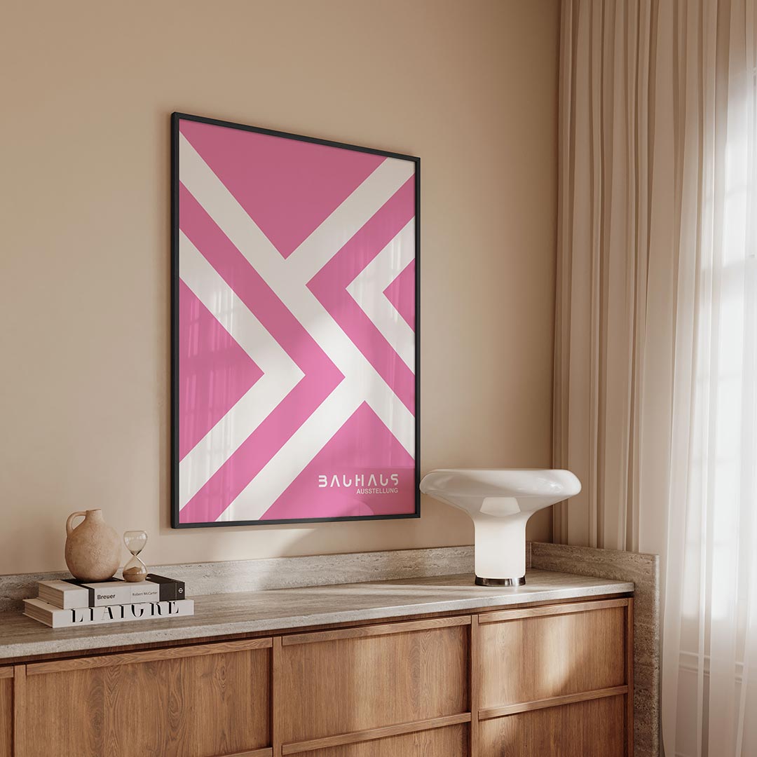 Lijnen en kleurvlakken – geometrische Bauhaus poster in staand formaat