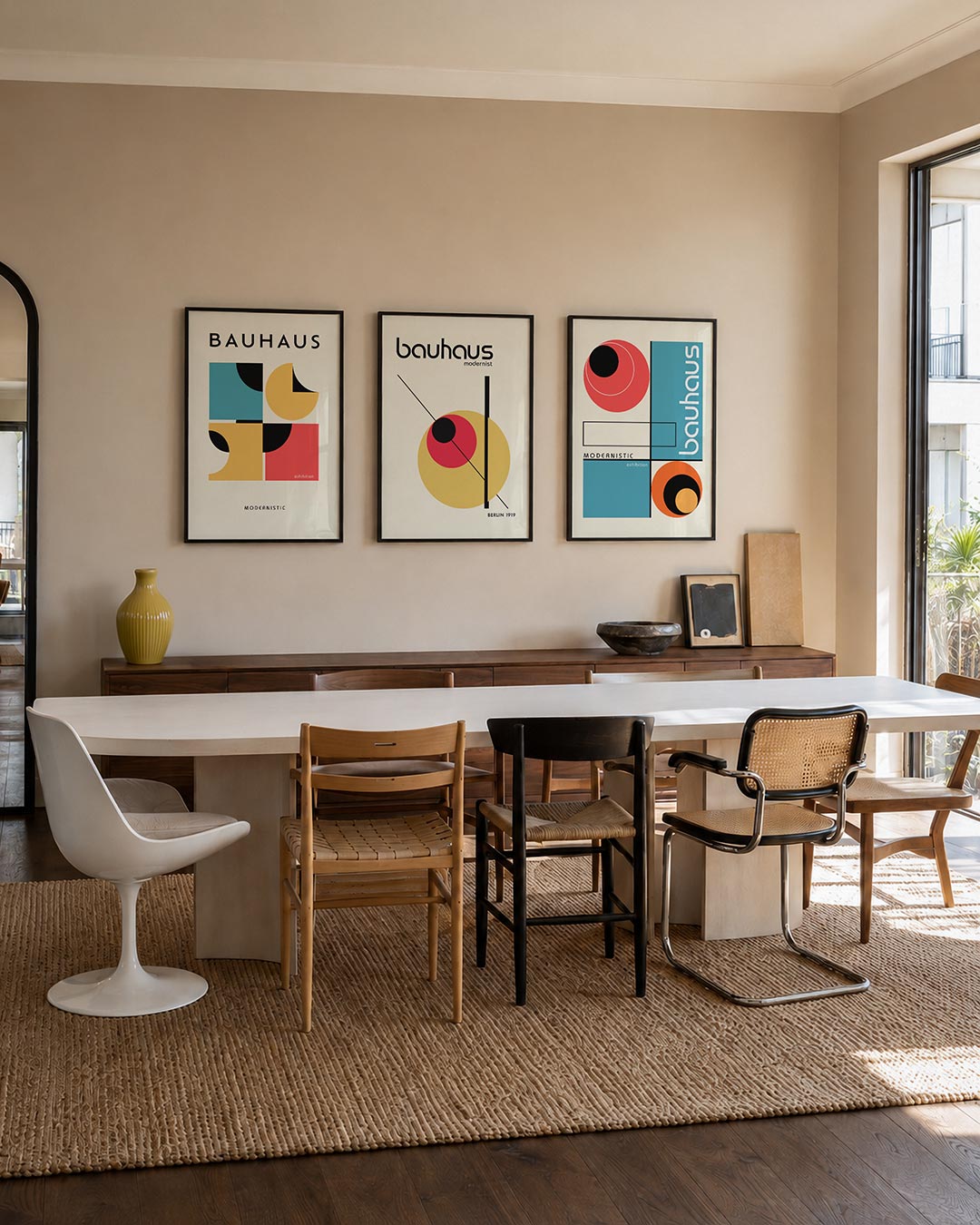 Vormen en kleurvlakken posterset – tweede productweergave – deze posterset in drie delen toont een speelse mix van halve