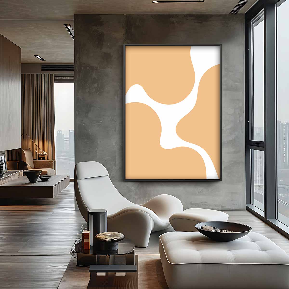 Vloeiende Vorm Abstractie – canvas wanddecoratie in portret formaat