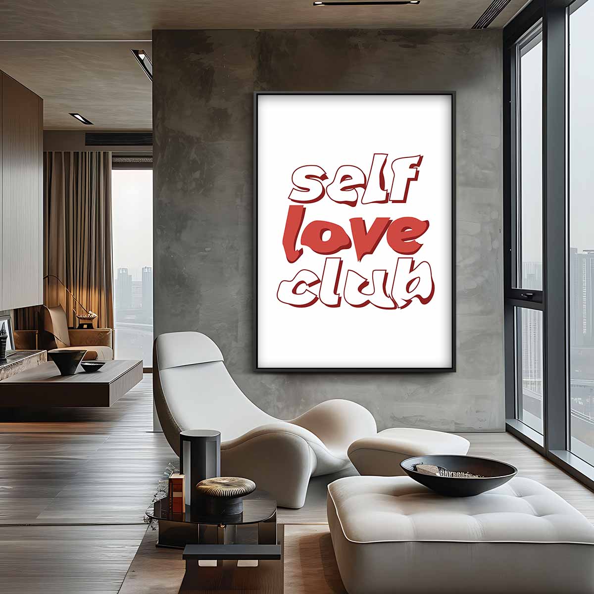 Self Love Club Poster – dibond wanddecoratie in staand formaat