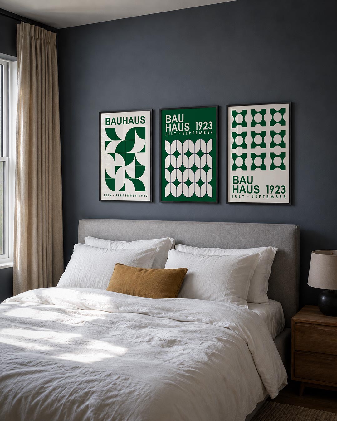 Vorm en kleur posterset – derde productweergave – deze posterset in drie delen toont een speelse combinatie van groene en