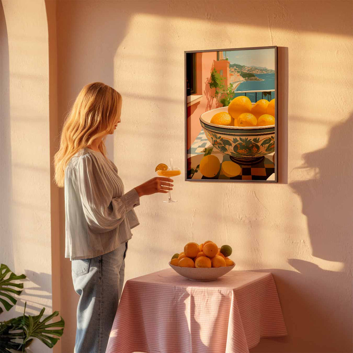 Zonnige Citroenuitzicht – keuken poster als sfeervolle staande wanddecoratie