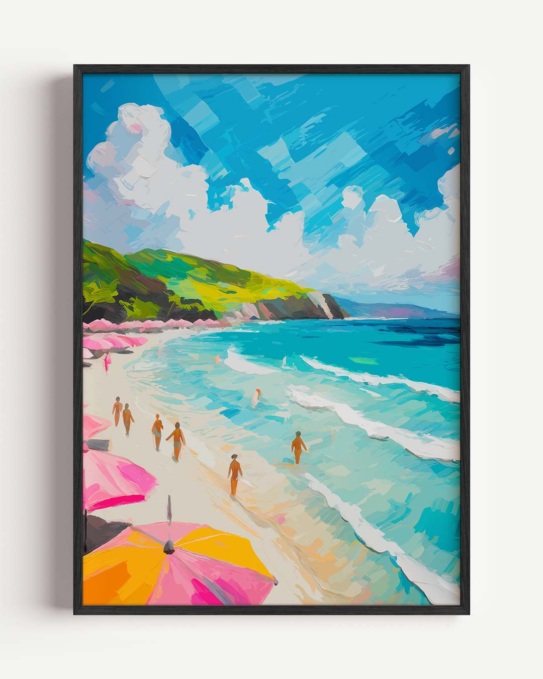 Zonnige Stranddag Kunstposter – zomer portret poster als wanddecoratie