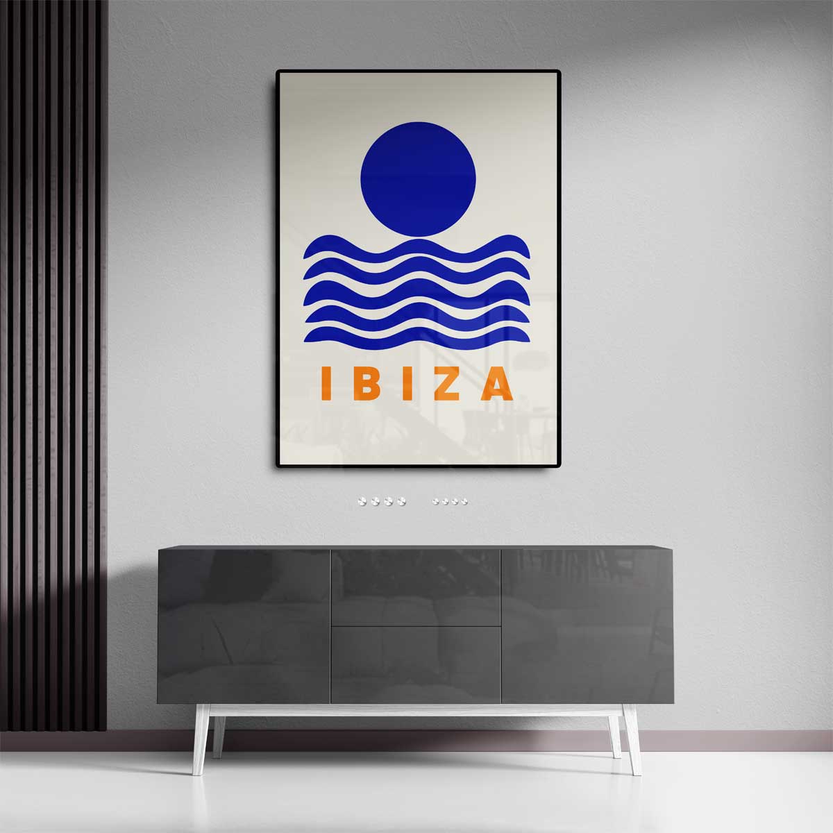 Ibiza Zonsopkomst – kunstwerk met zwarte baklijst