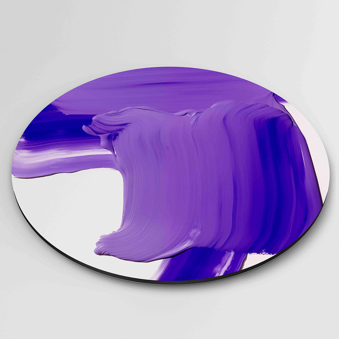 Paarse penseelstreken – ronde wanddecoratie met abstract ontwerp