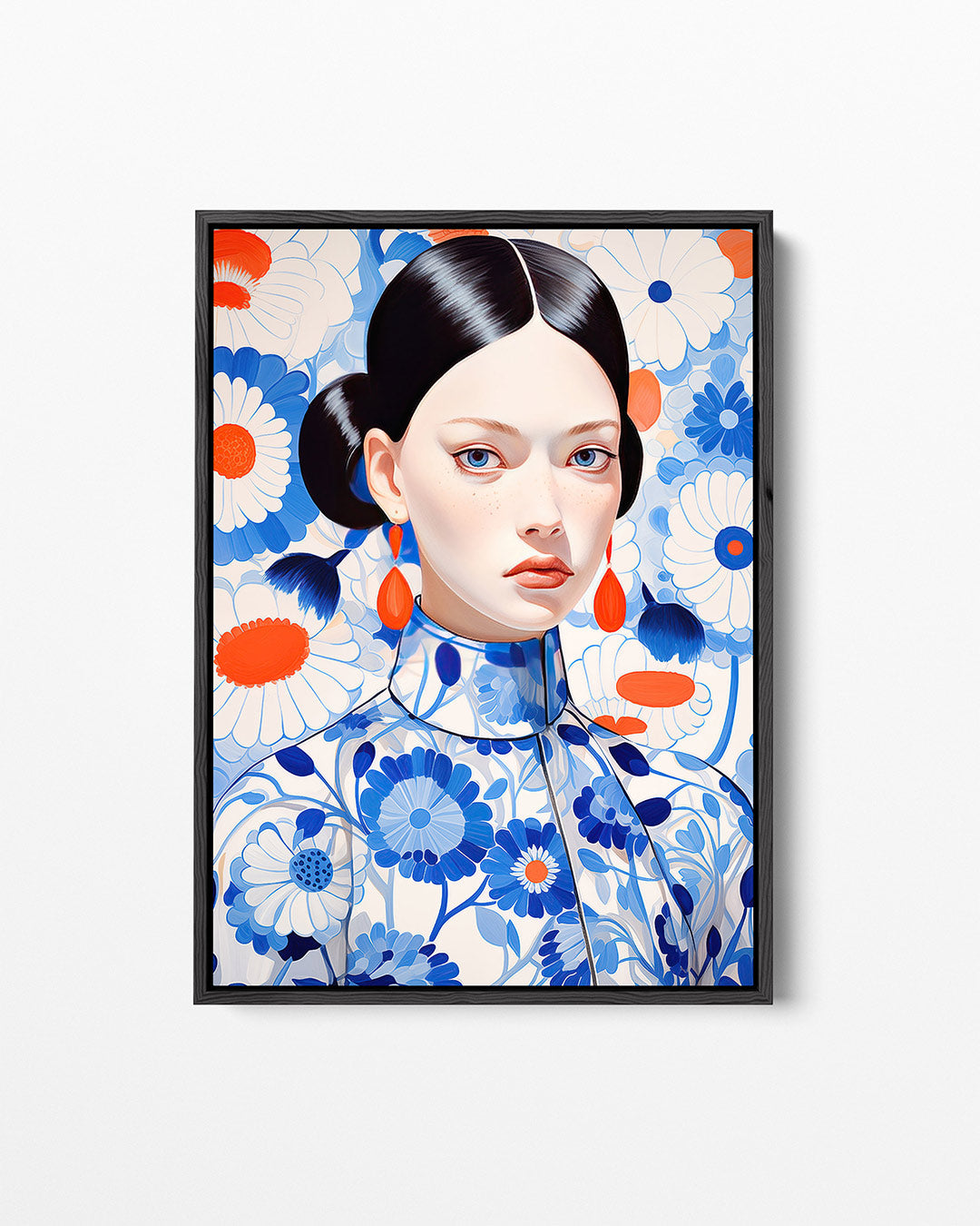 Vrouw met bloemenpatroon – staand wanddecoratie kunstwerk