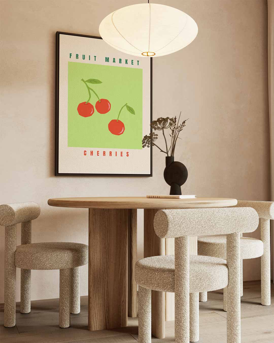 Fruitmarkt Kersenposter – canvas wanddecoratie in portret formaat