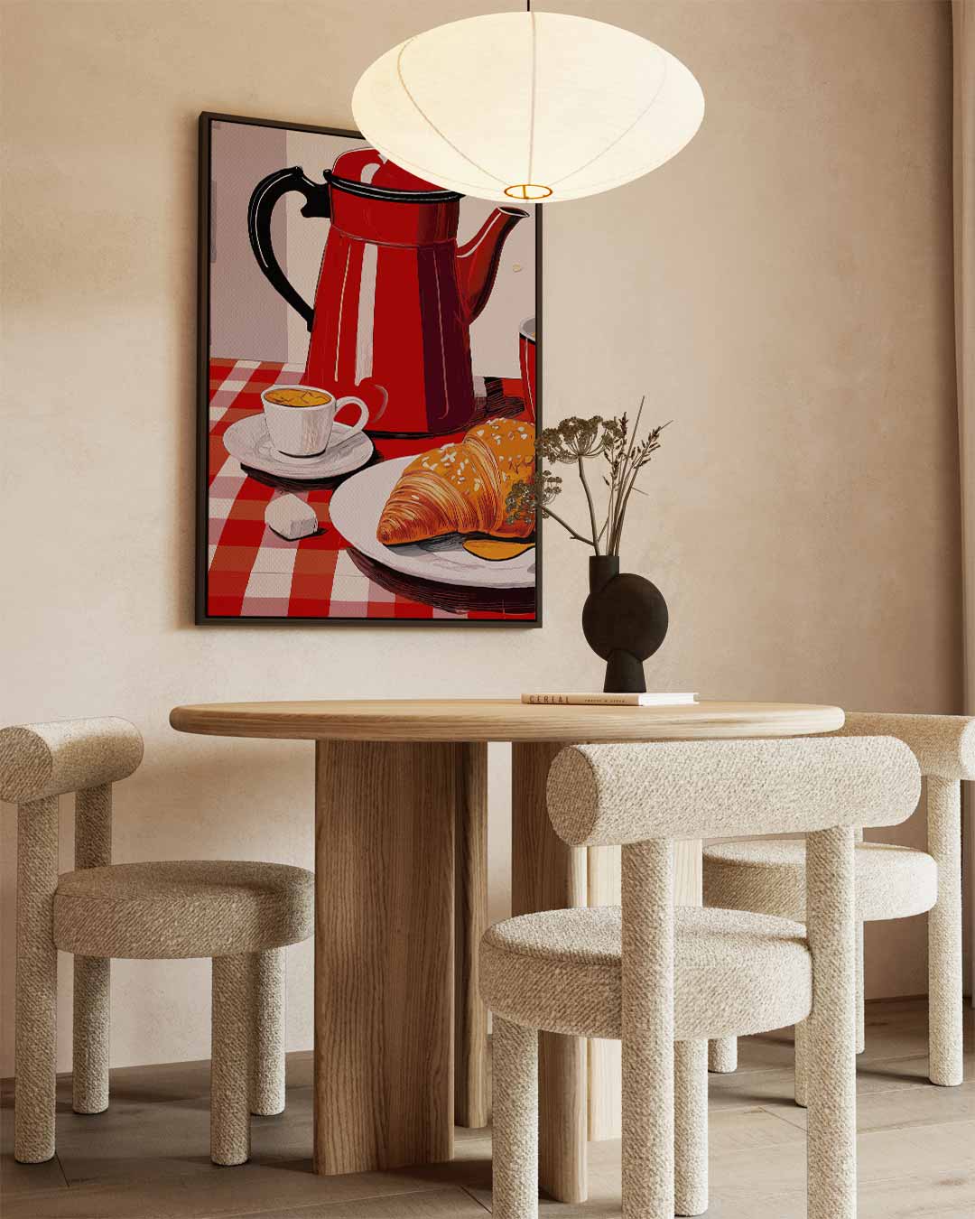 Frans Ontbijt Stilleven – canvas wanddecoratie in portret formaat