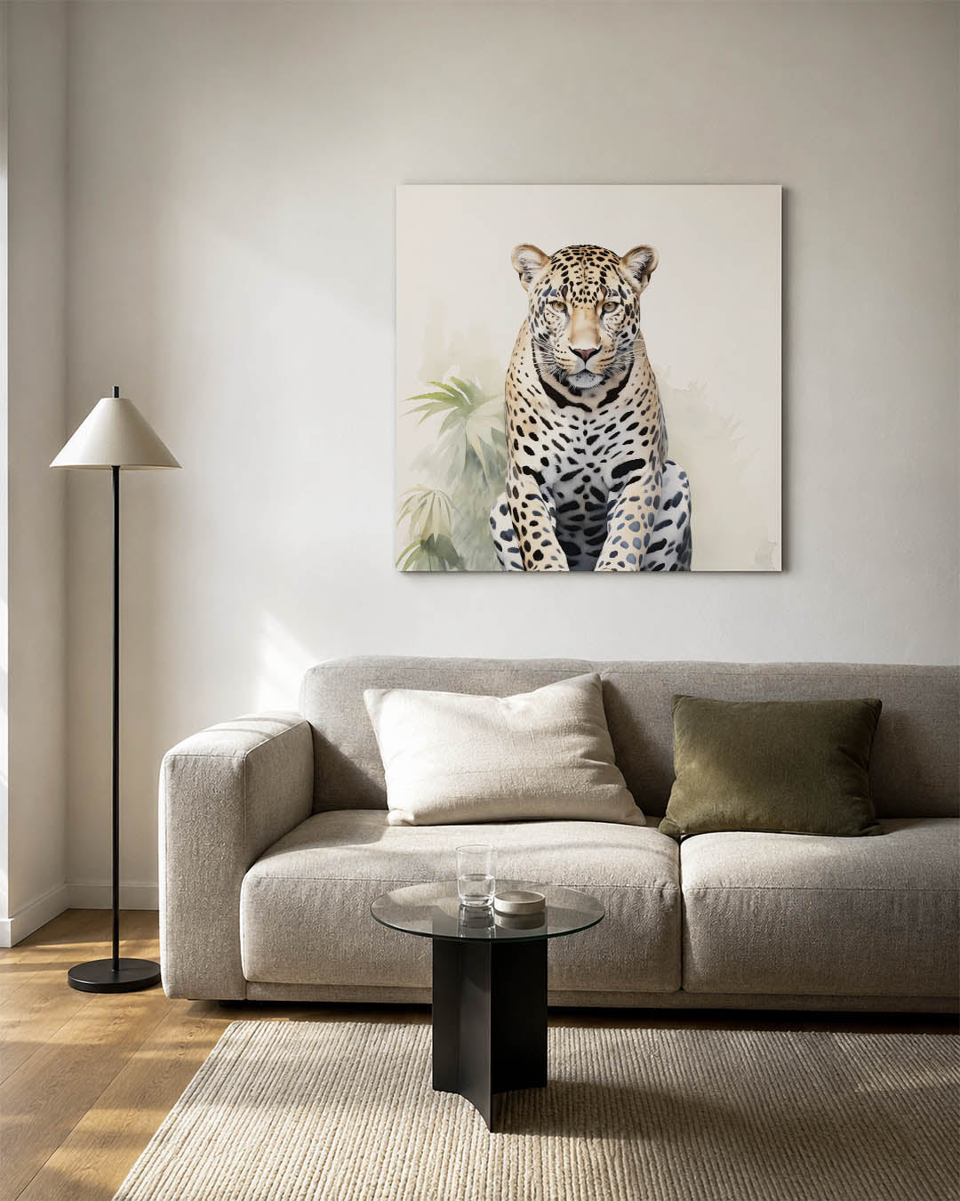 Gestileerde luipaard kunstwerk – detailweergave – dit kunstwerk toont een gedetailleerde luipaard met een lichte achtergrond