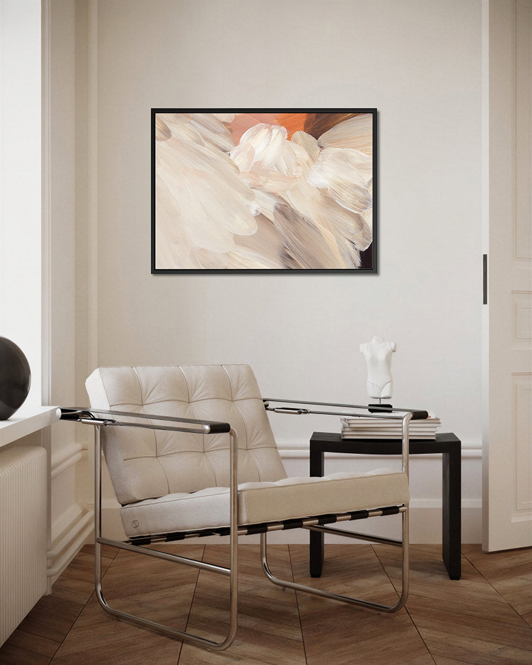 Organische penseelstreken – Beige – kunstwerk op canvas, dibond of plexiglas
