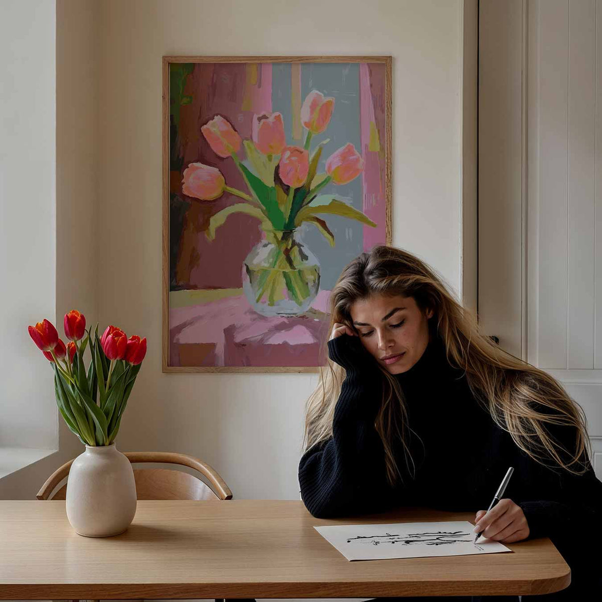 Bloemenpracht Tulpen – staande muurposter met zomerse uitstraling
