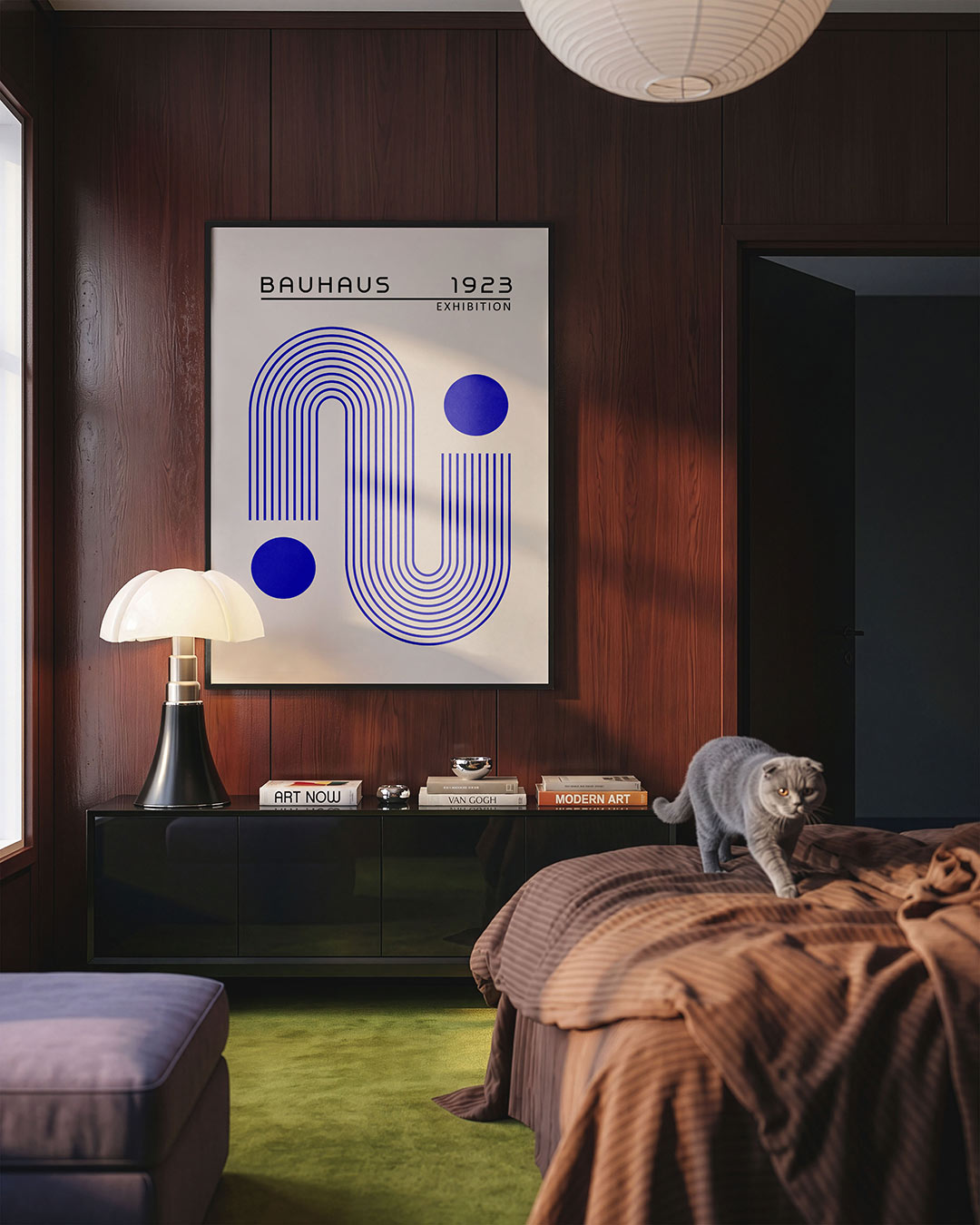 Lijnen en cirkels – geometrische Bauhaus poster in staand formaat