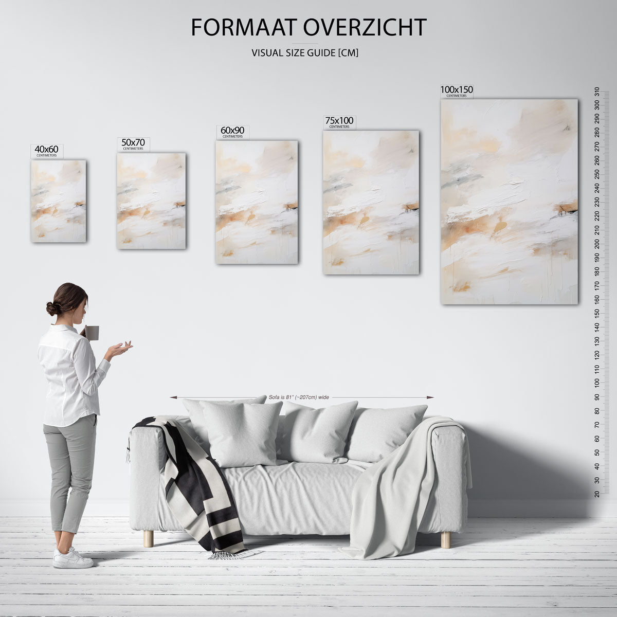 Zachte kleuren compositie – staand wanddecoratie kunstwerk