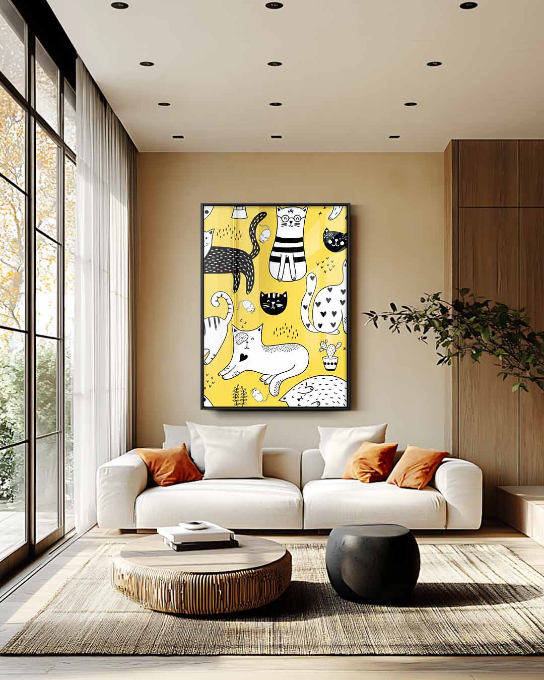 Speelse Katten Illustratie – modern portret kunstwerk van WallArtistic