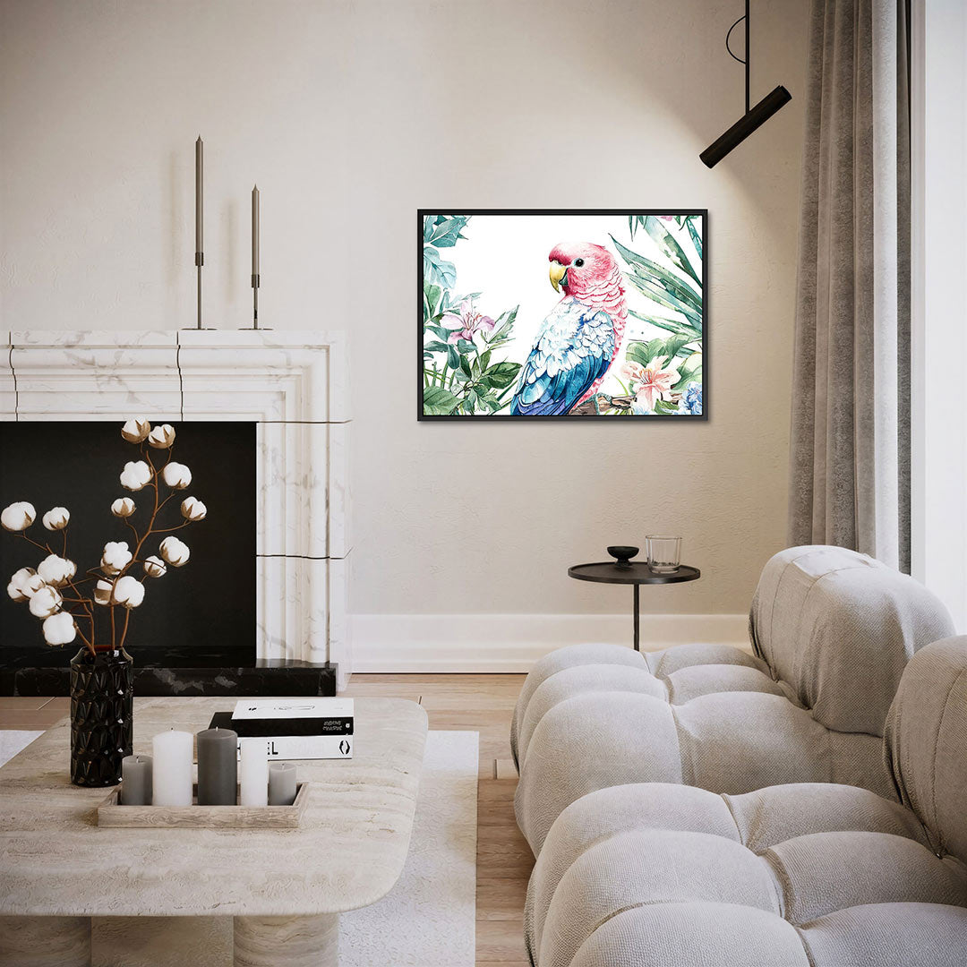 Tropische vogel illustratie – Kleurrijke – liggende wanddecoratie