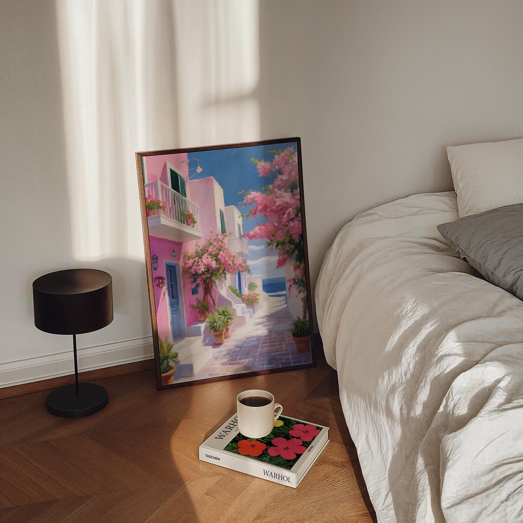 Mediterraan Straatje – staande zomer wanddecoratie van WallArtistic