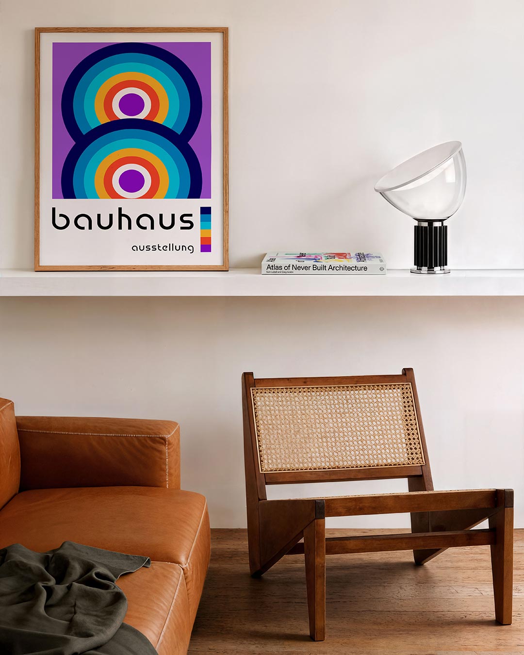 Cirkelpatroon kleuren – staande Bauhaus poster voor aan de muur
