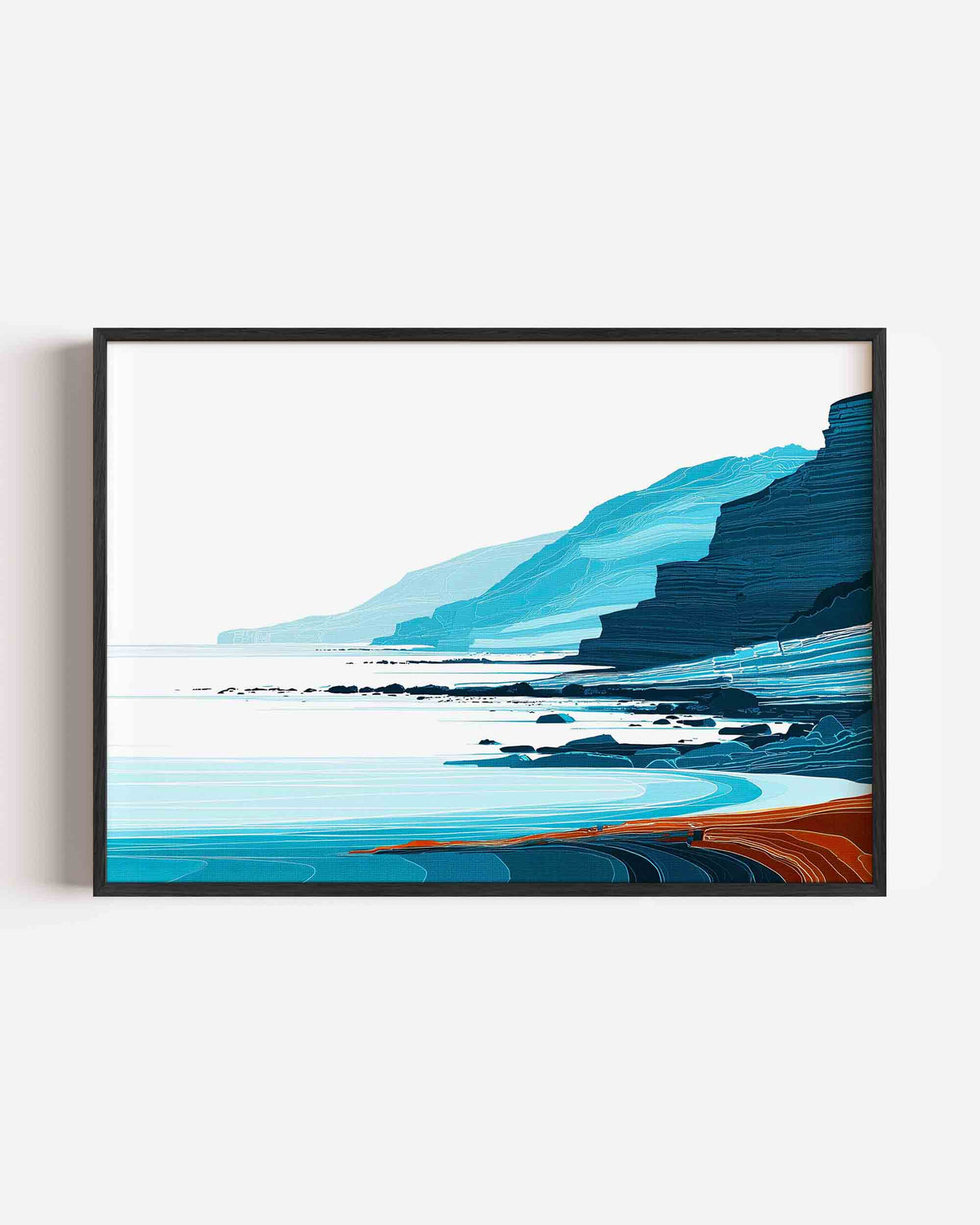 Kustlijn met kliffen – abstracte landscape poster als wanddecoratie