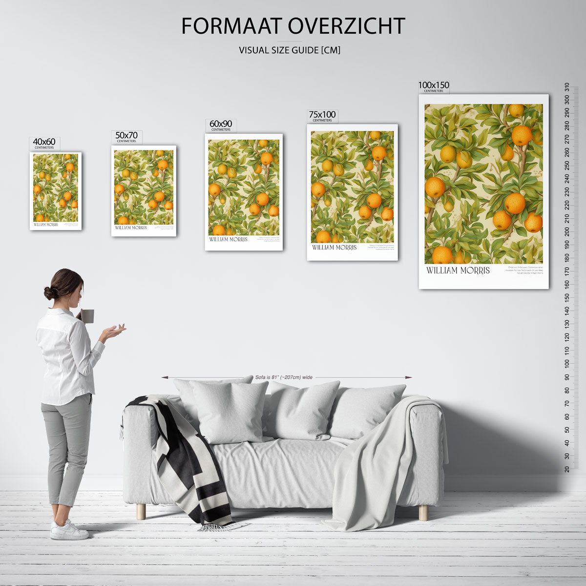 Citrus en bladeren – staande wanddecoratie van WallArtistic