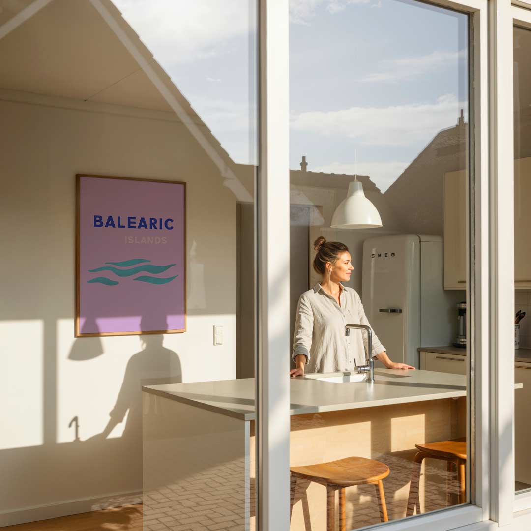 Droomachtige Balearische Eilanden – zomerse poster in staand formaat
