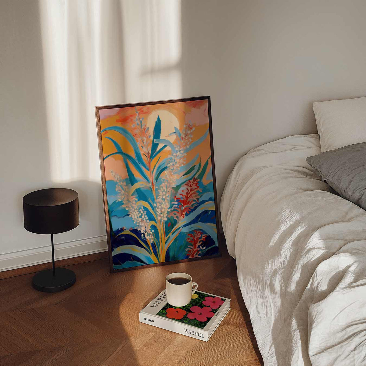 Zonnige Dageraad Botanische – staande bloemen wanddecoratie van WallArtistic