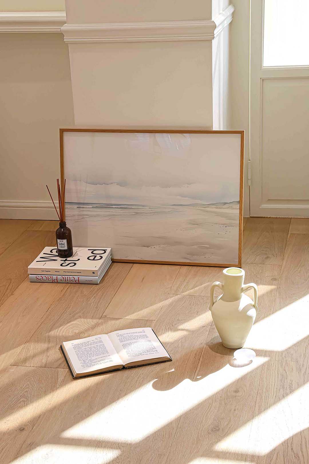 Strand en zee – liggende abstracte wanddecoratie van WallArtistic