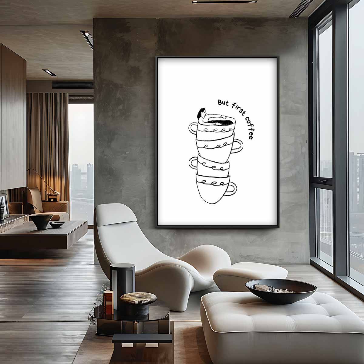 But first coffee – plexiglas kunstwerk als wanddecoratie