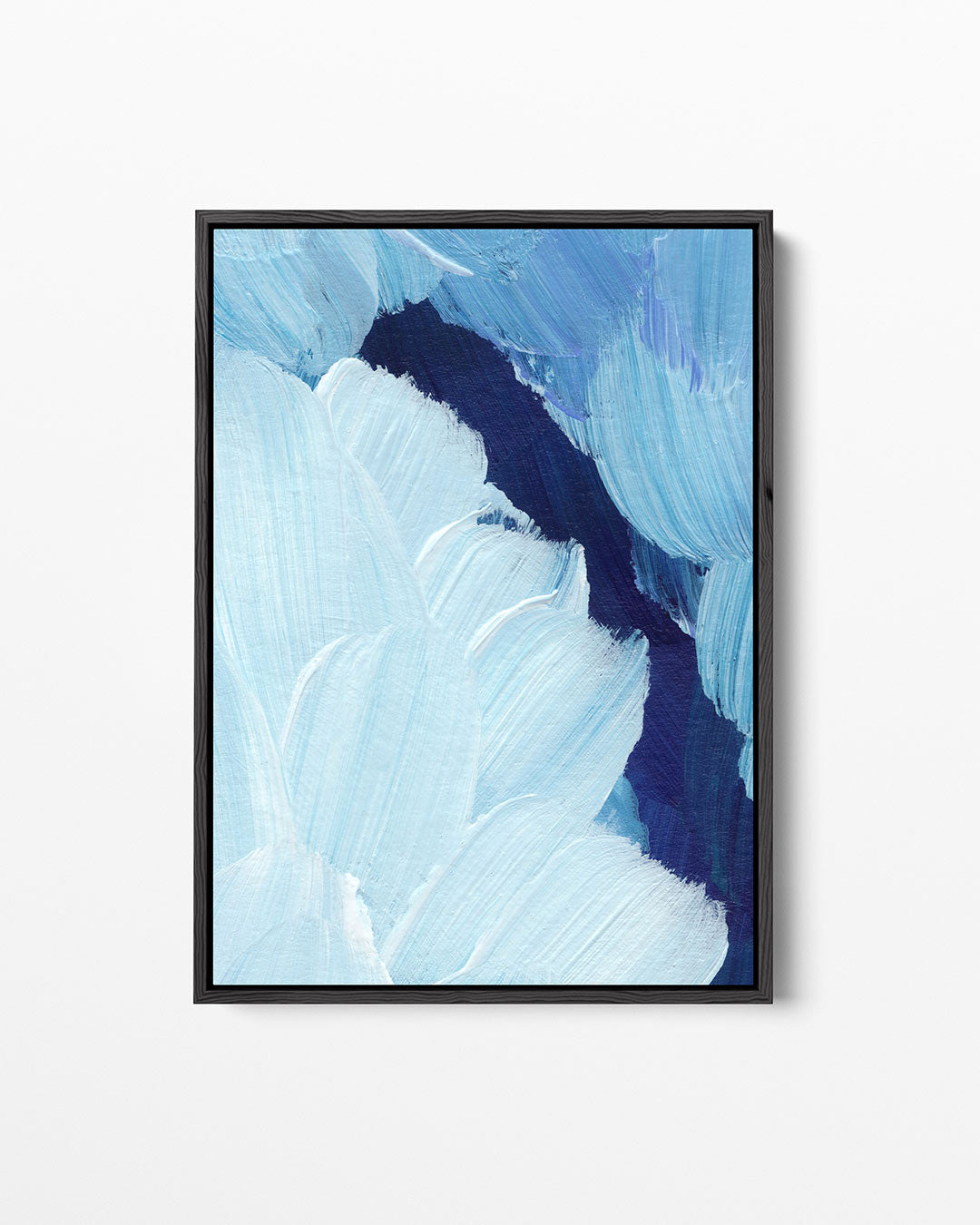 Vloeiende blauwe bewegingen – staand wanddecoratie kunstwerk