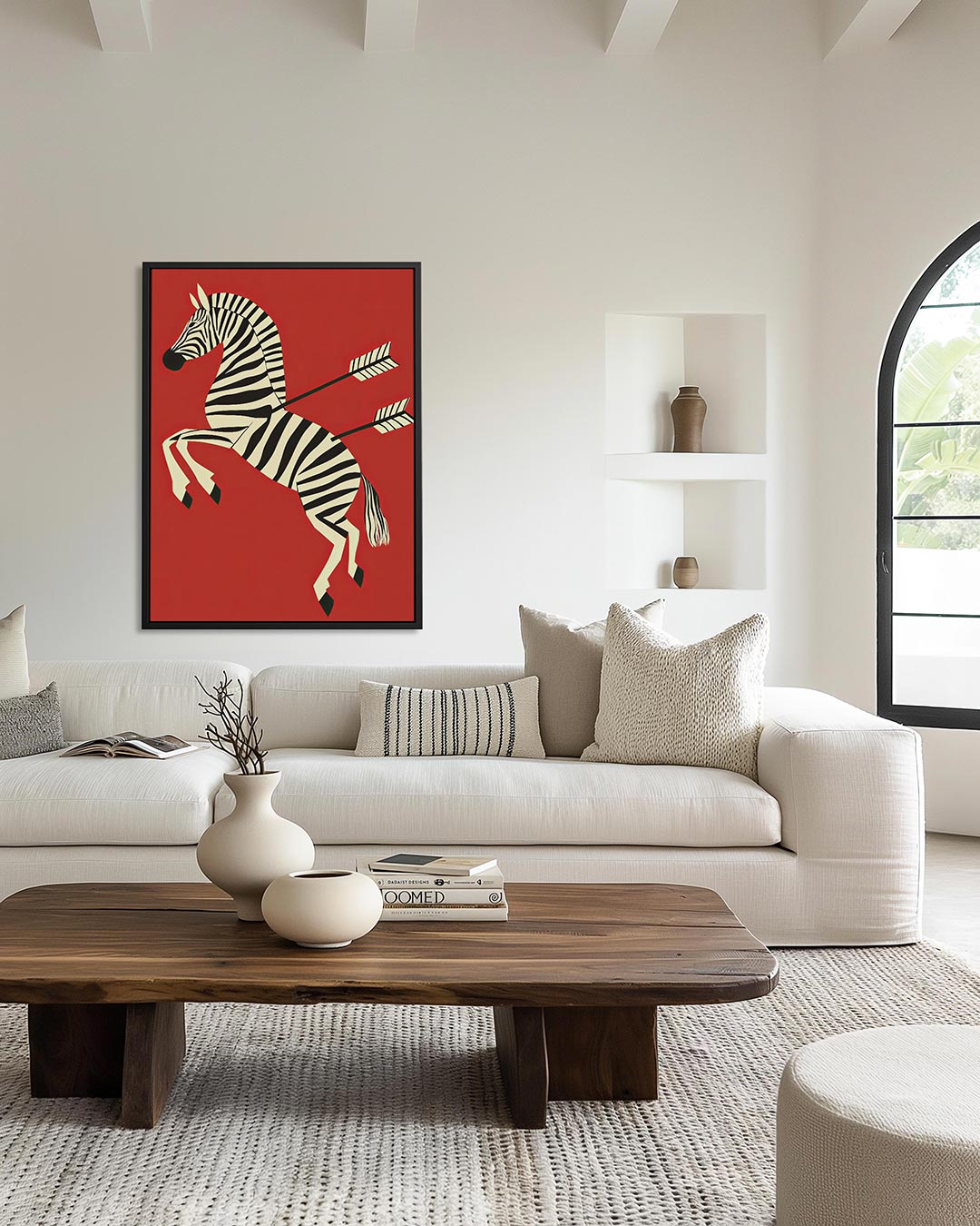 Zebra met pijlen – staand wanddecoratie kunstwerk