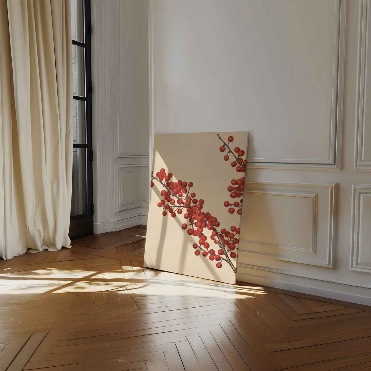 Winterse Bessenpracht – staand kunstwerk voor modern interieur