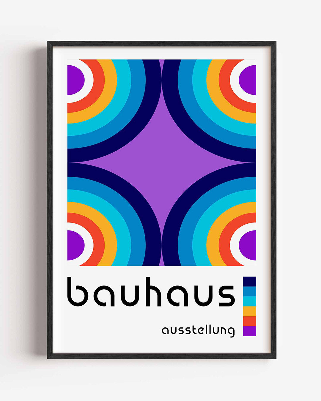 Kleurrijke cirkelpatronen – staande Bauhaus poster als wanddecoratie