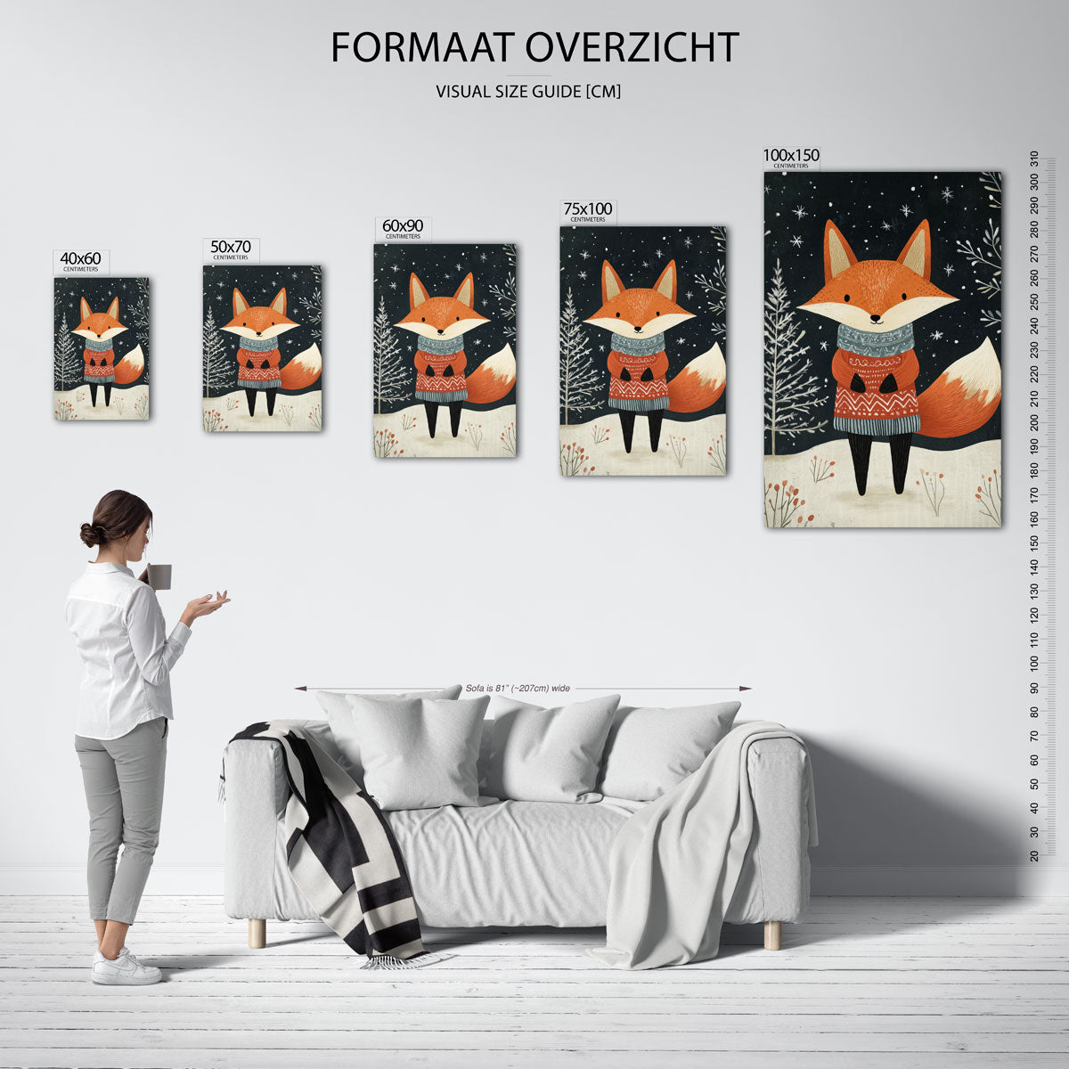 Vrolijke vos illustratie – staande wanddecoratie van WallArtistic