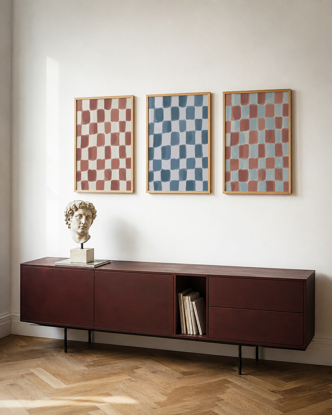 Vorm en kleur posterset – tweede productweergave – deze posterset in drie delen toont een ritmisch patroon van