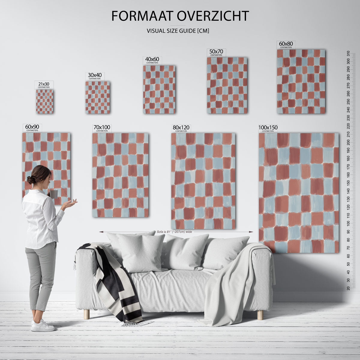 Geruite patroon – staande muurposter met kunst en design