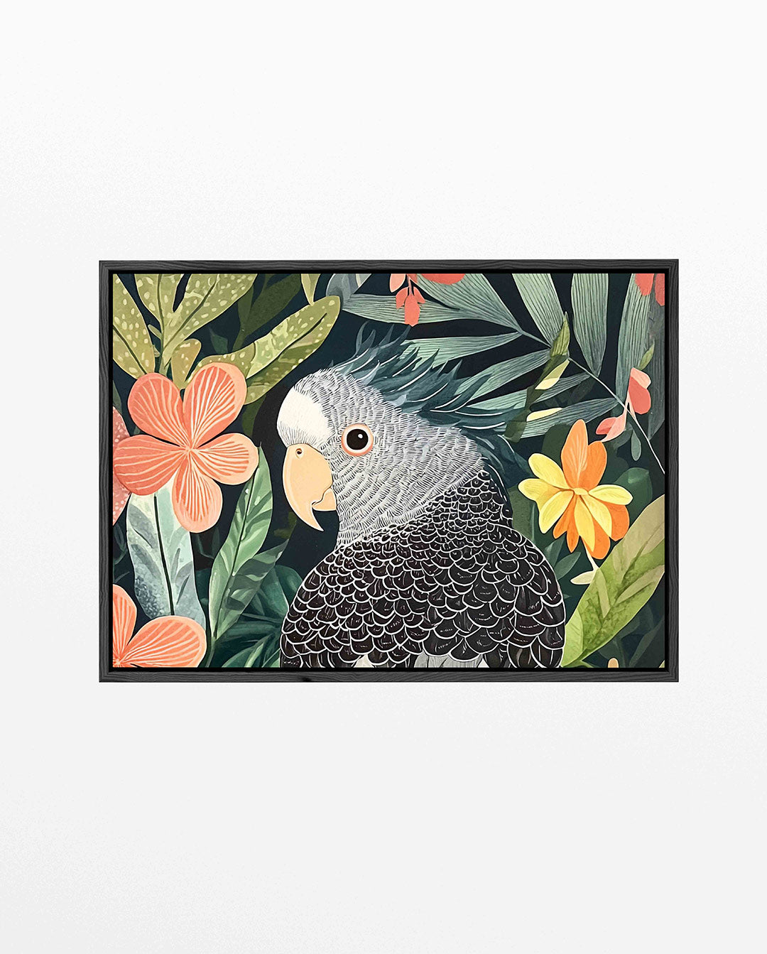 Vrolijke vogel en bloemen – liggend dieren kunstwerk