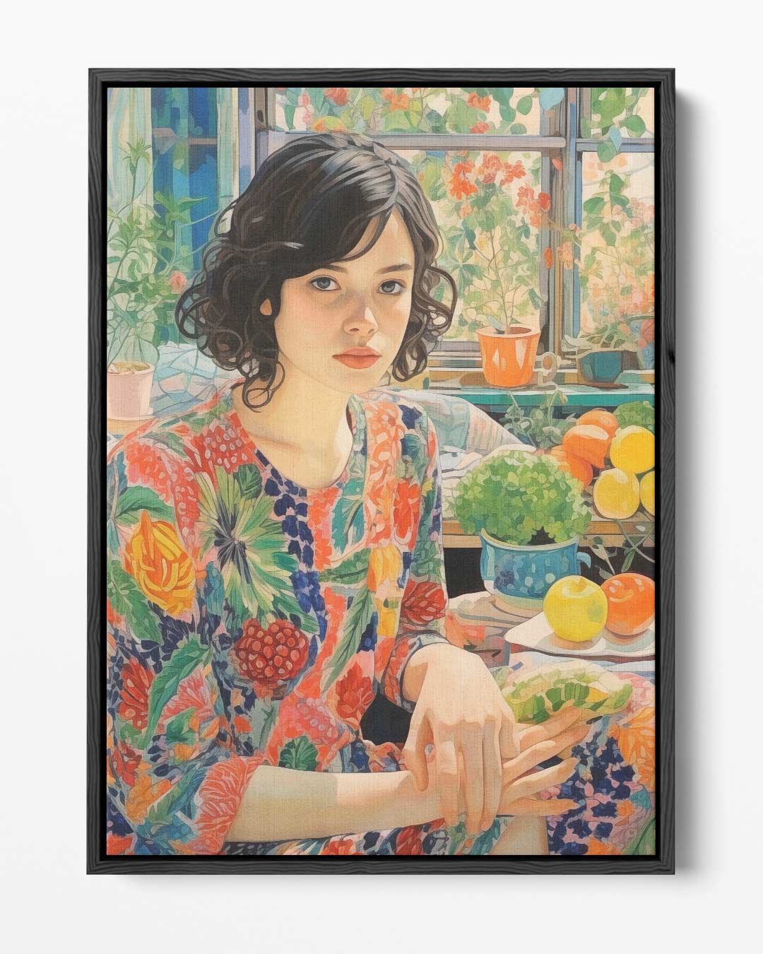 Kleurrijke Zomer Droom – portret kunstwerk als wanddecoratie