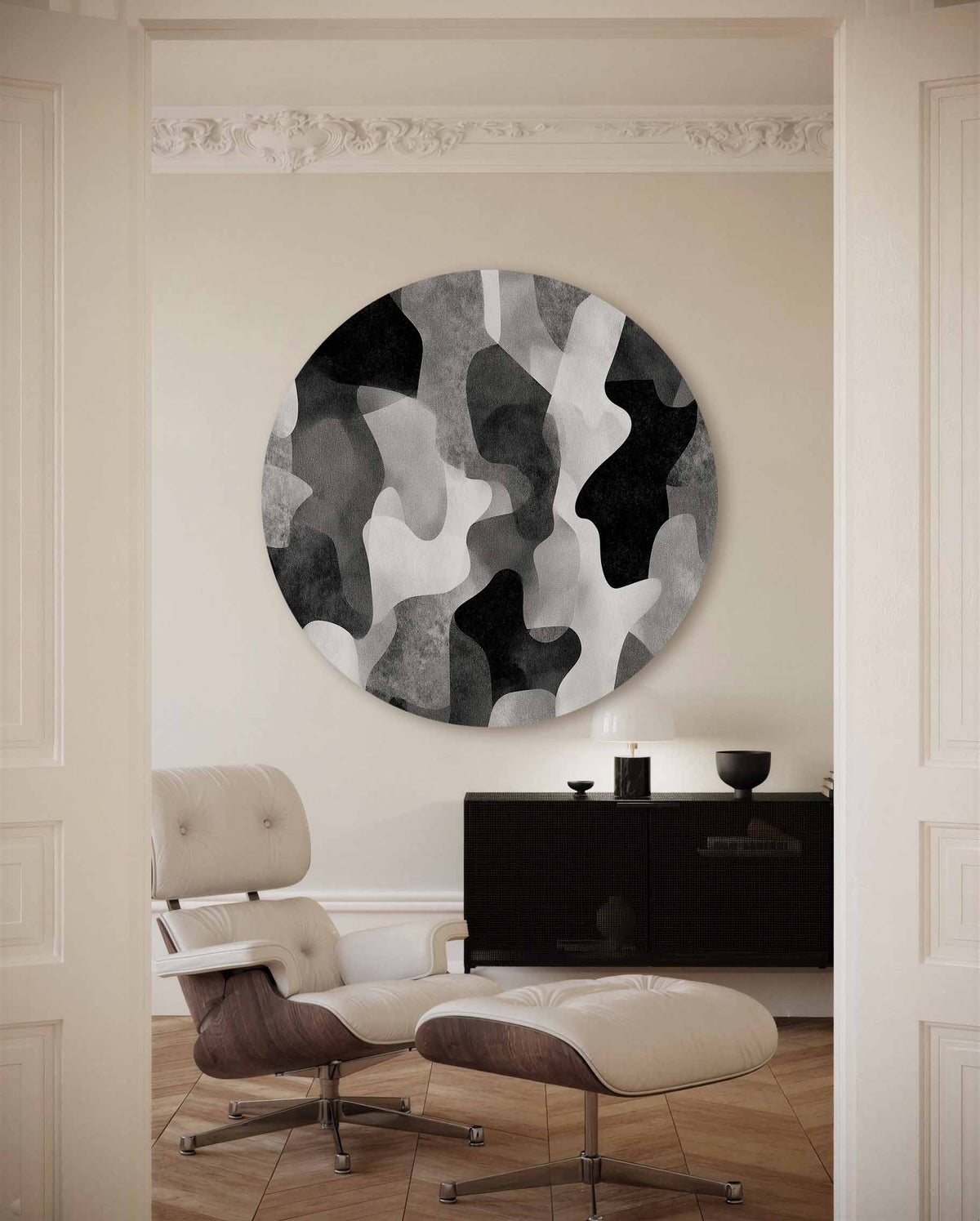 Abstracte vormen – moderne abstracte muurcirkel voor aan de muur