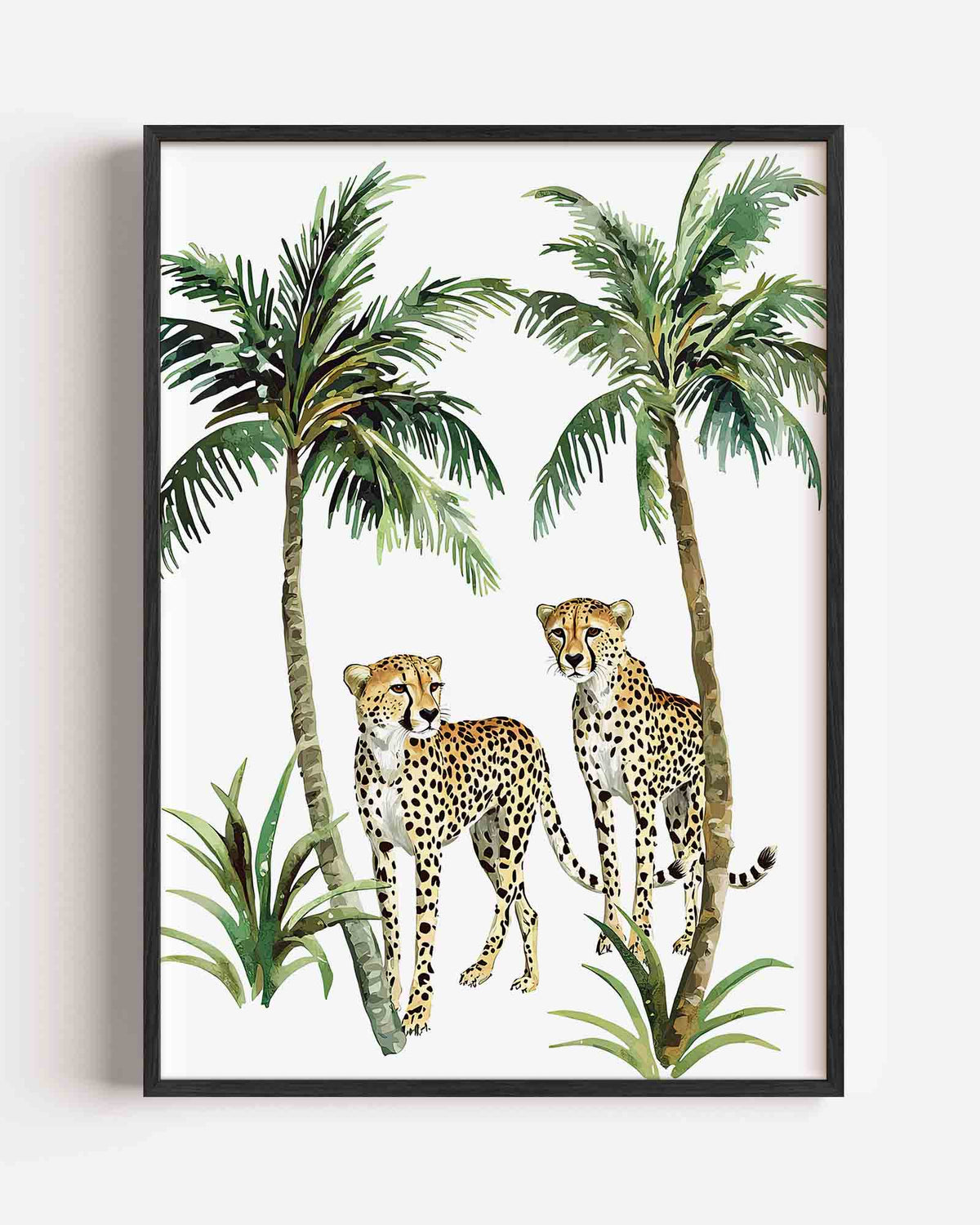 Luipaarden en palmbomen – jungle portret poster als wanddecoratie