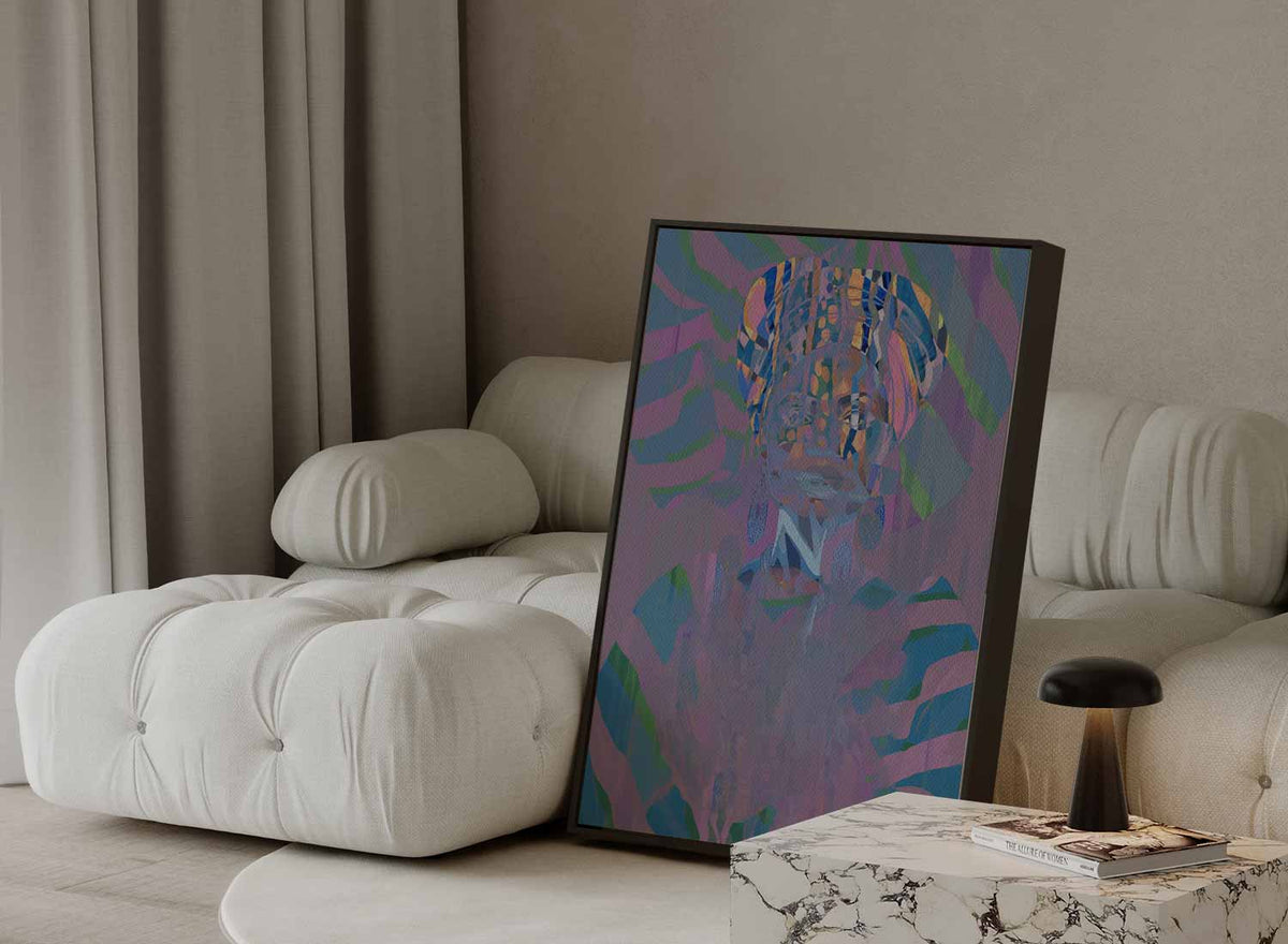 Kleurrijke Harmonie: Mystieke Portret – portret kunstwerk als wanddecoratie, afbeelding 13