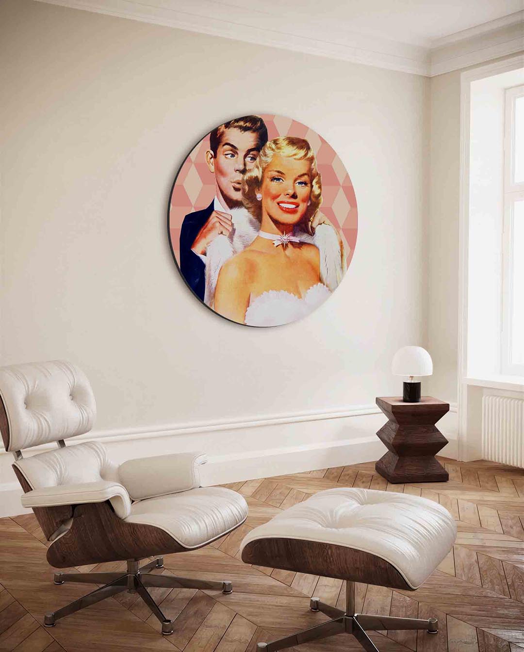 Retro koppel – ronde Pop Art wanddecoratie van WallArtistic