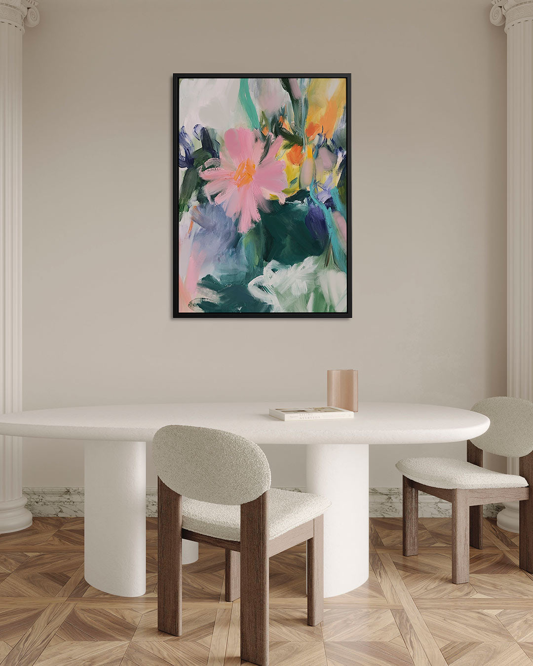 Kleurrijke bloemexpressie – staand wanddecoratie kunstwerk