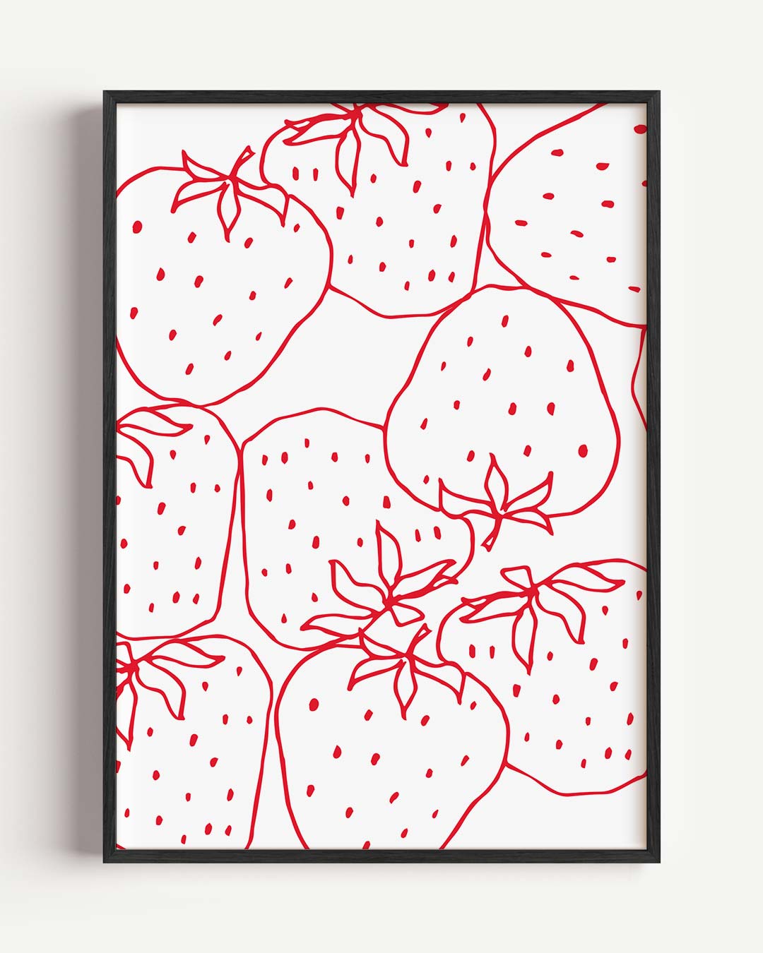 Frisse Aardbeientekening – keuken portret poster als wanddecoratie