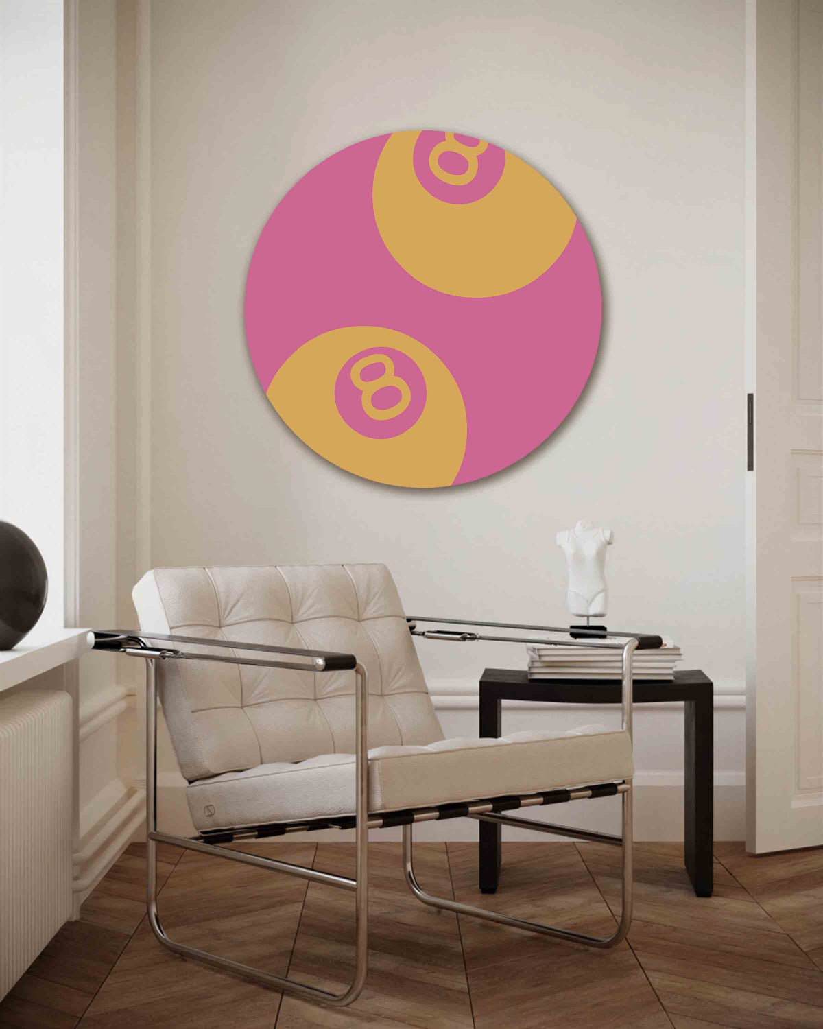 Biljartballen – Pop Art muurcirkel als ronde wanddecoratie