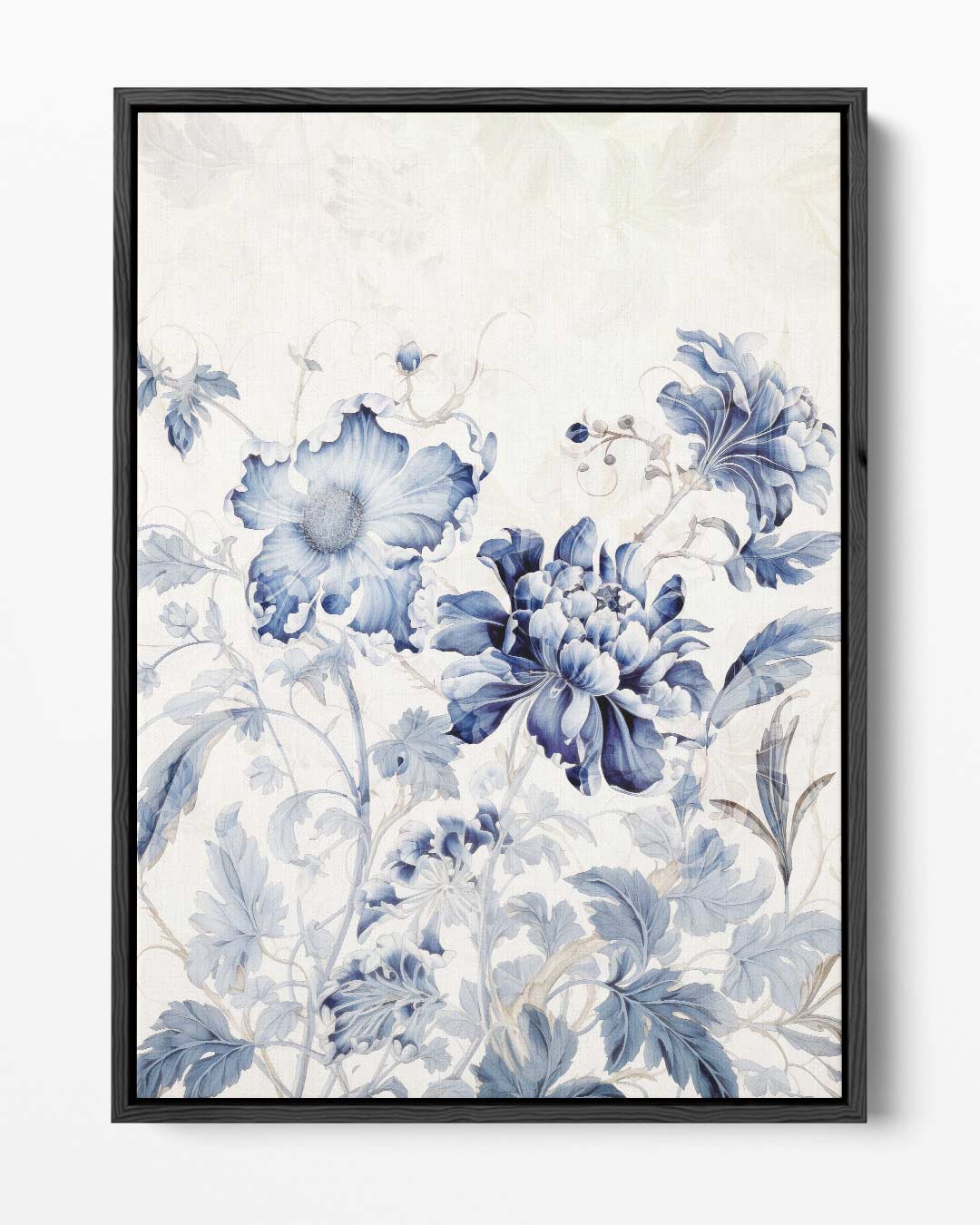 Dromerige Blauw-Witte Bloemen – portret kunstwerk als wanddecoratie