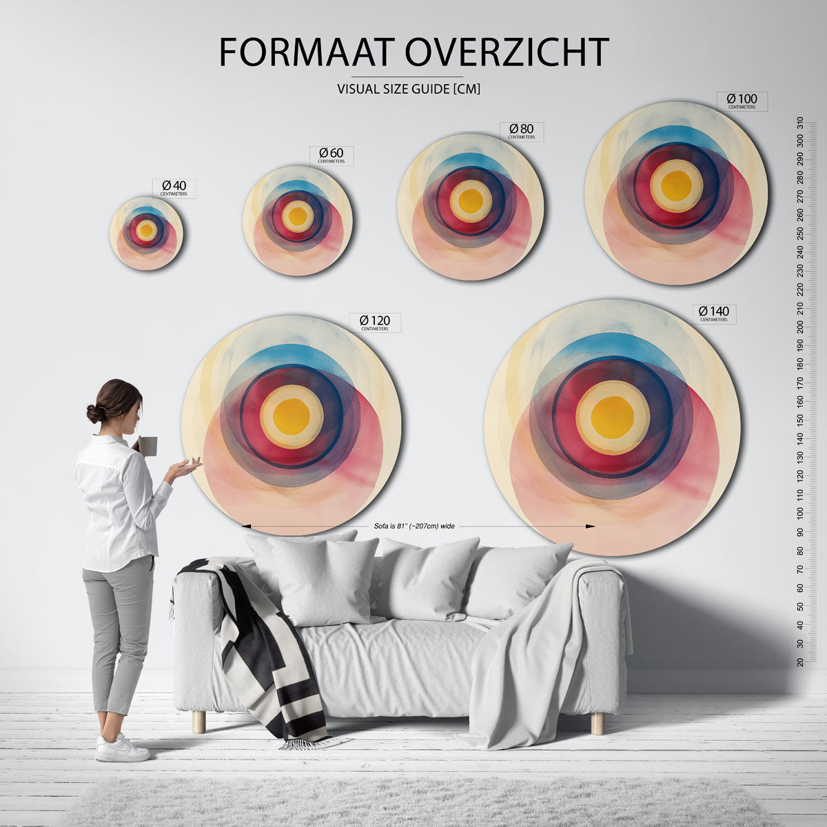Gekleurde cirkels – kleurrijke wandkunst als muurcirkel