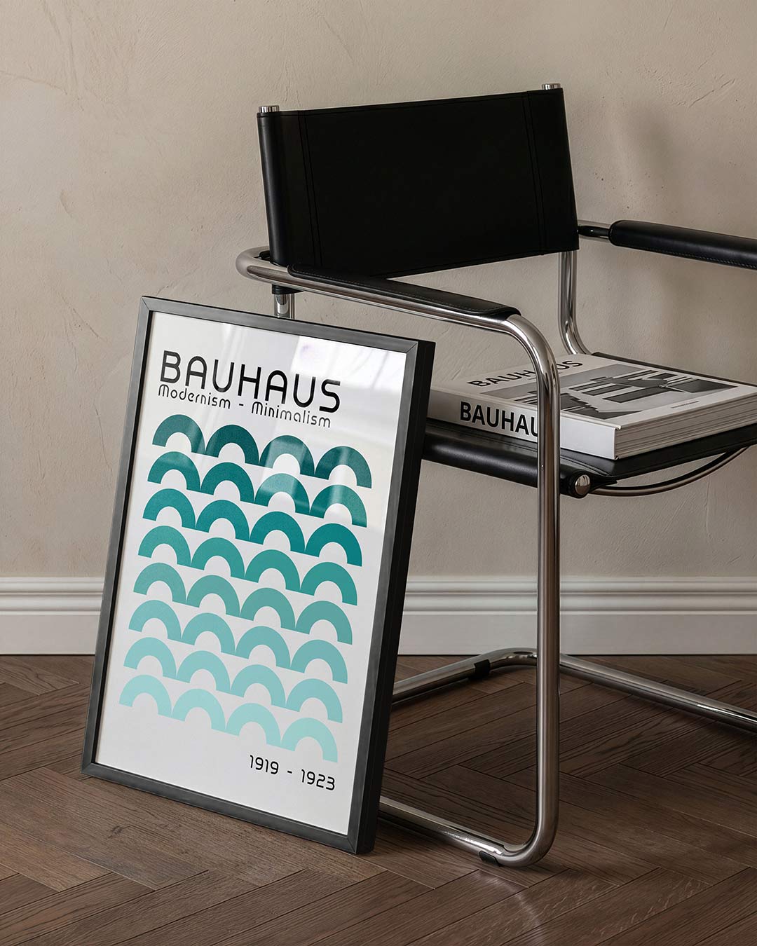Halfronde ritmes – staande Bauhaus poster voor aan de muur